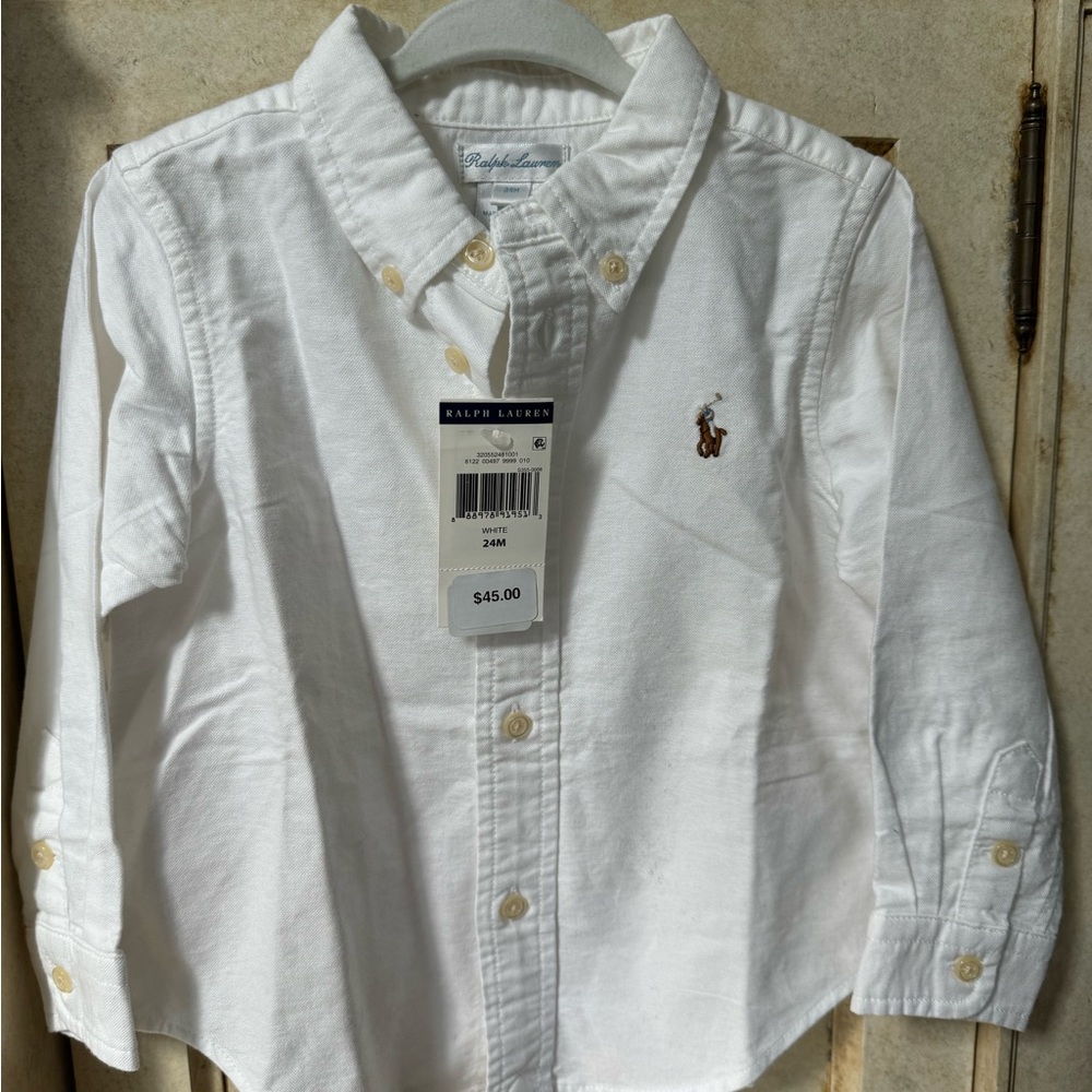White Ralph Lauren Long Sleeve Button-Up